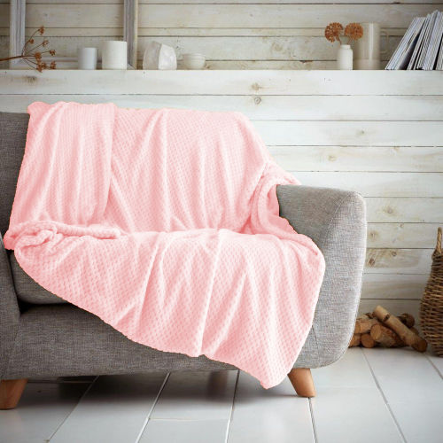 Luxury Popcorn Throw Blush Pink 200 x 240cm