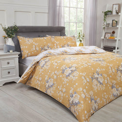 Blushing Rose Floral Ochre Duvet Set