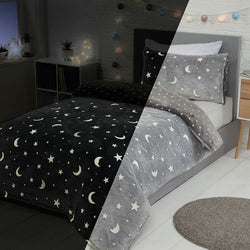 Children Moon & Stars Glow In The Dark Fleece Duvet Set