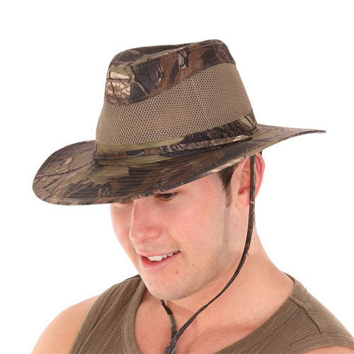 Mens Camo Fedora Hat With Air Vents