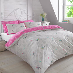 Vintage Birds Design Blush Pink Duvet Set