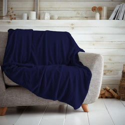 Luxury Popcorn Throw Navy 200 x 240cm