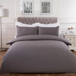 Highams Easy Care Polycotton Charcoal Grey Duvet Cover Set