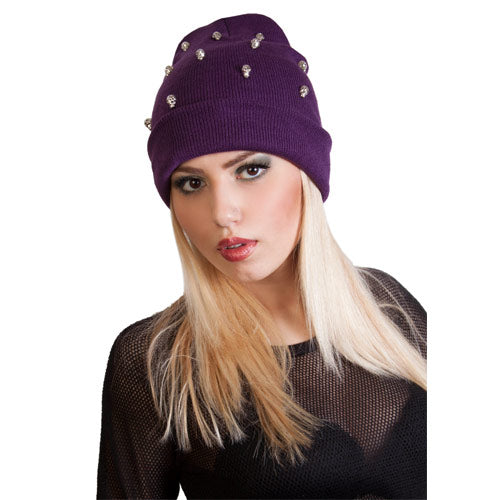 Slouch Beanie Hat with Skulls