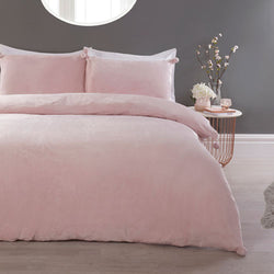 Pom Pom Comfy Fleece Pink Duvet Cover Set