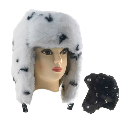 Ladies Fake Fur Trapper Hats wit Spots