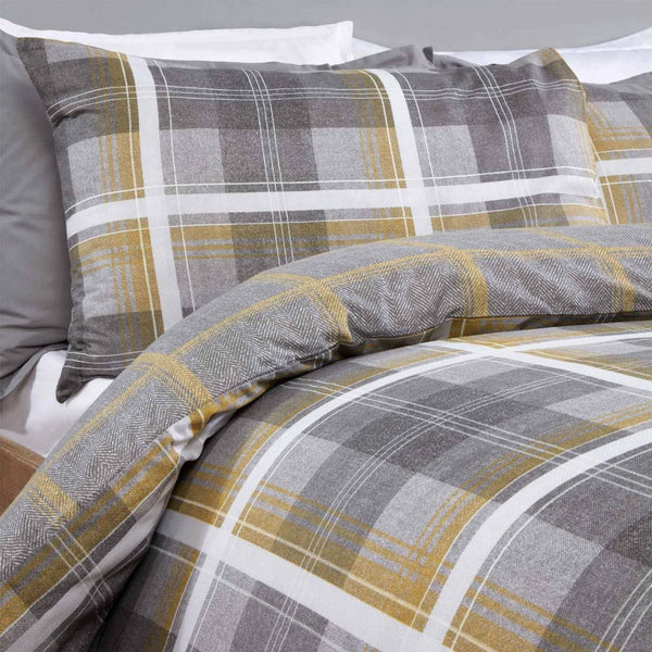 Denim Check Grey Ochre Duvet Set