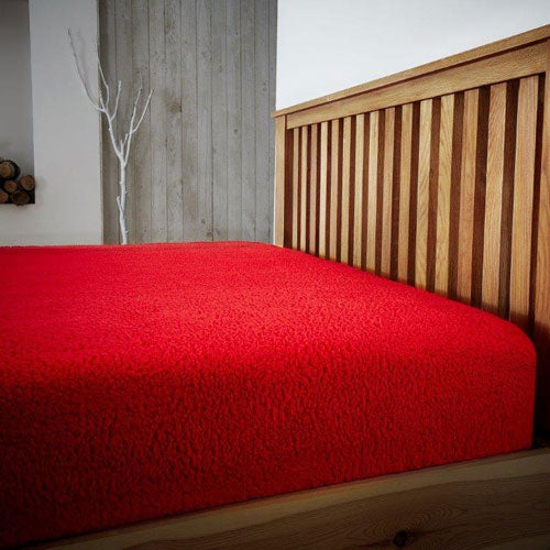 Super Soft Teddy Feel Fitted Red Bed Sheet