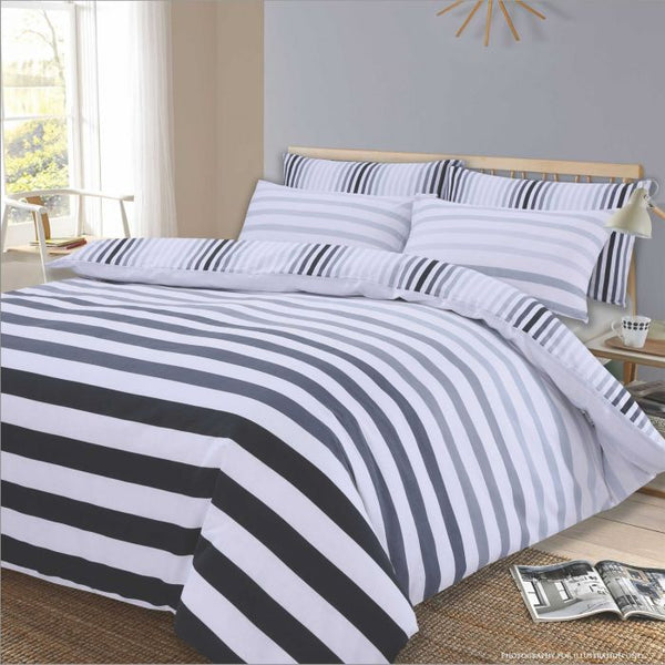 Premium Faded Stripe Grey Duvet Set