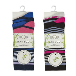 6 Pairs Ladies Bamboo Striped Socks Size 4-7