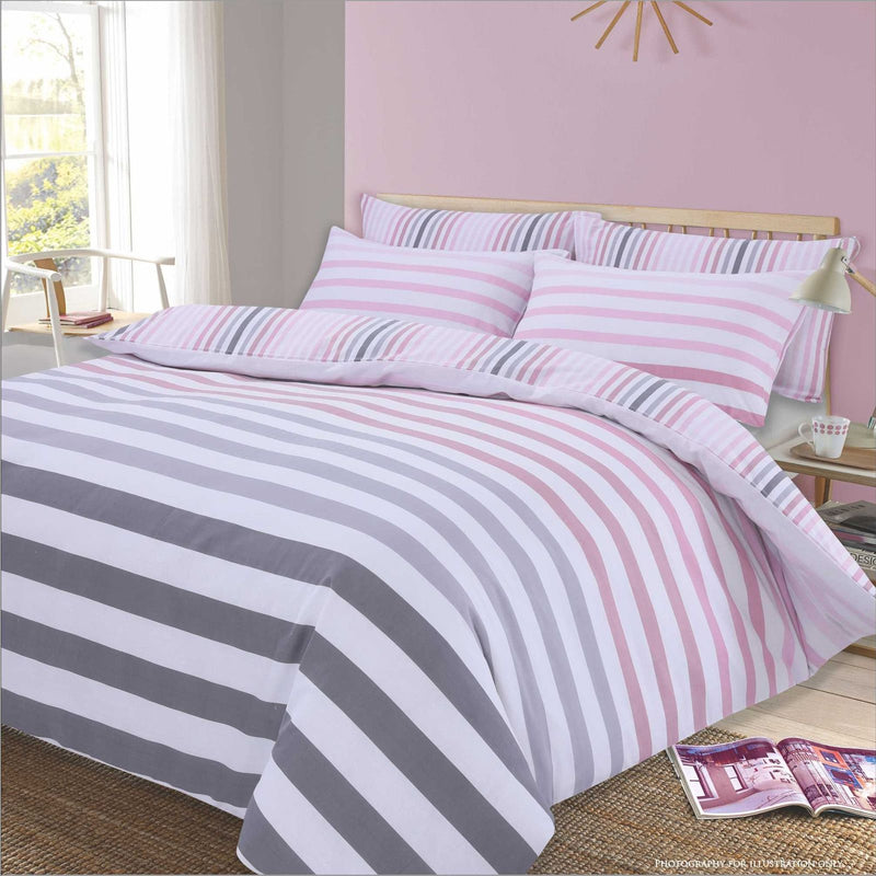 Premium Faded Stripe Blush Pink Duvet Set