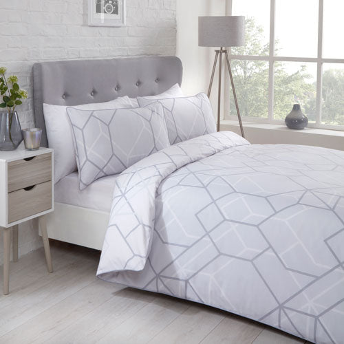 Honeycomb Network Print Design White Duvet Cover Set