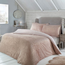 Super Soft Sparkle Ribbed Fleece Blush Pink Duvet Cover Set