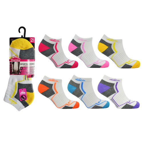 12 Pairs Ladies Pro Hike Cushion Trainer Socks White Stripes Size 4-8