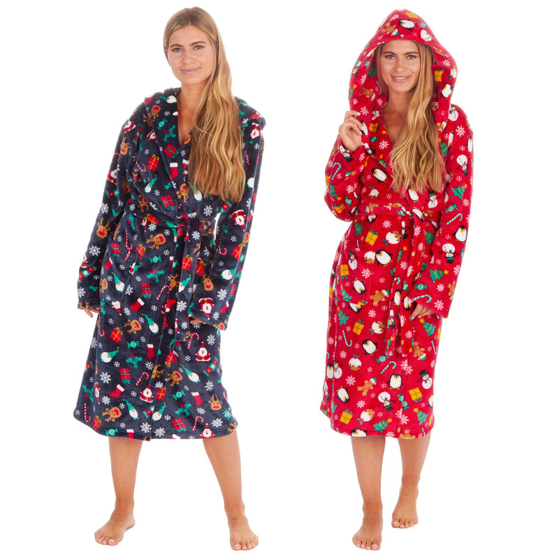 Unisex Christmas Print Flannel Fleece Gown By Onezee Size Small - XL