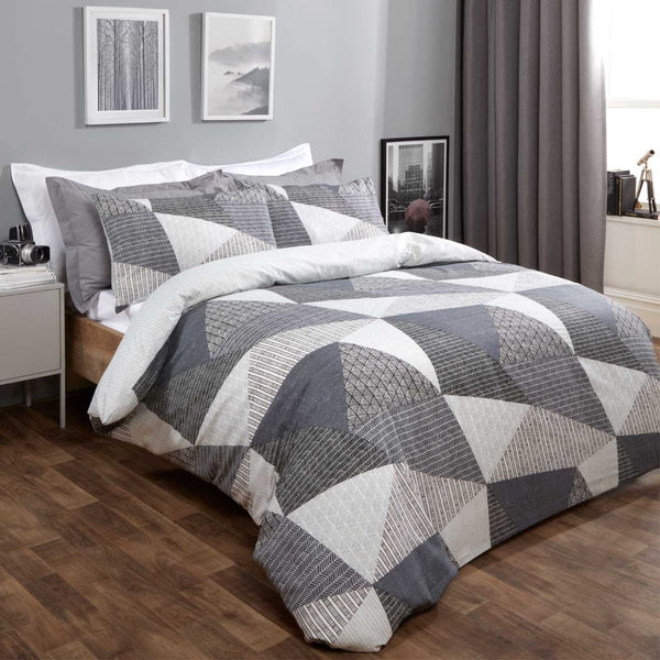 Textured Geometric Grey Duvet Set