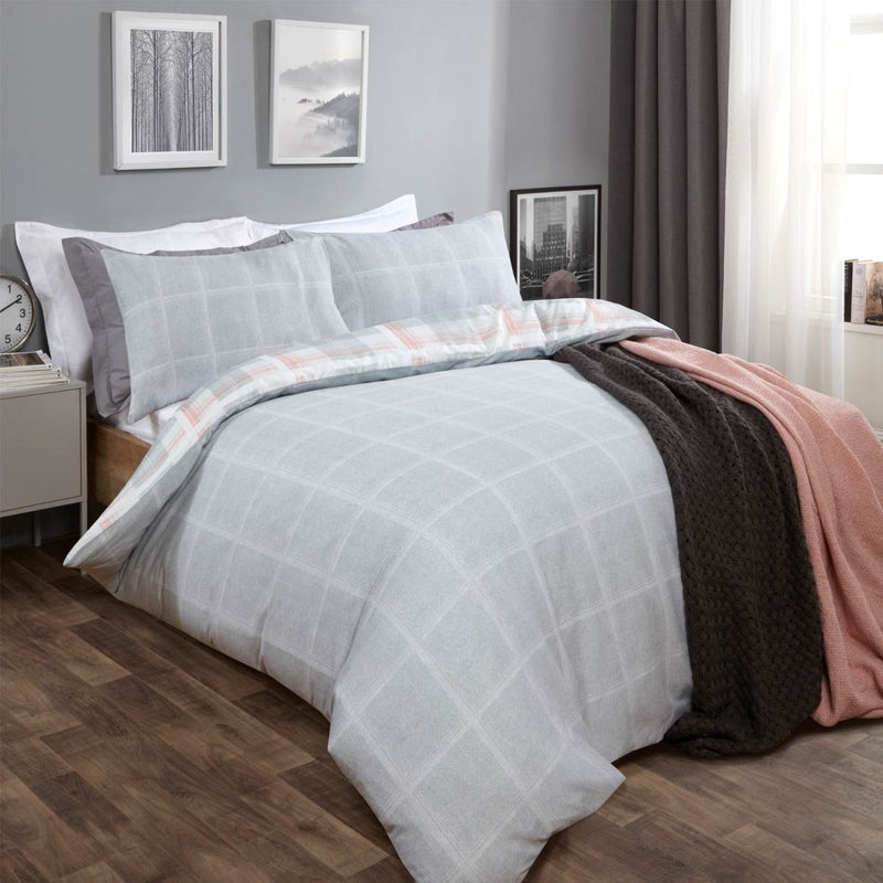 Denim Check Pink Duvet Set