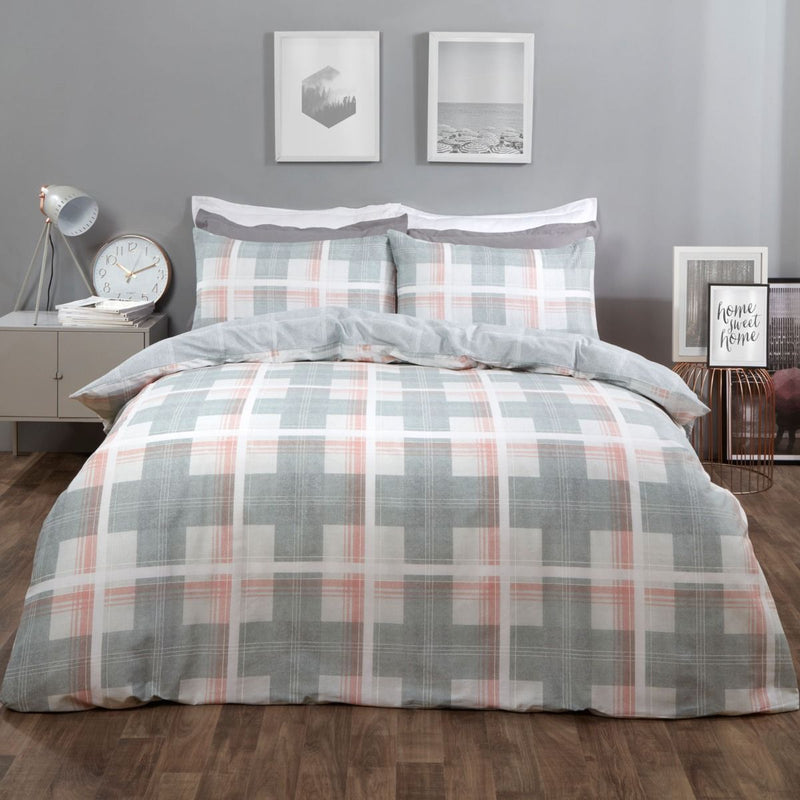 Denim Check Pink Duvet Set