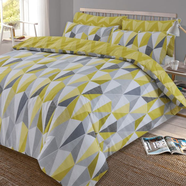 Billie Geometric Design Ochre Yellow Duvet Set