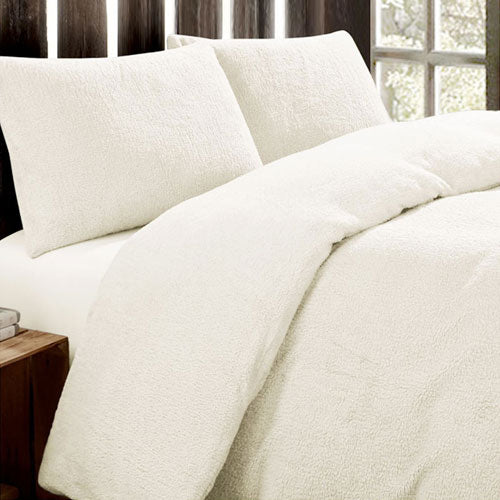 Super Soft Teddy Fleece Cream Duvet Cover Set