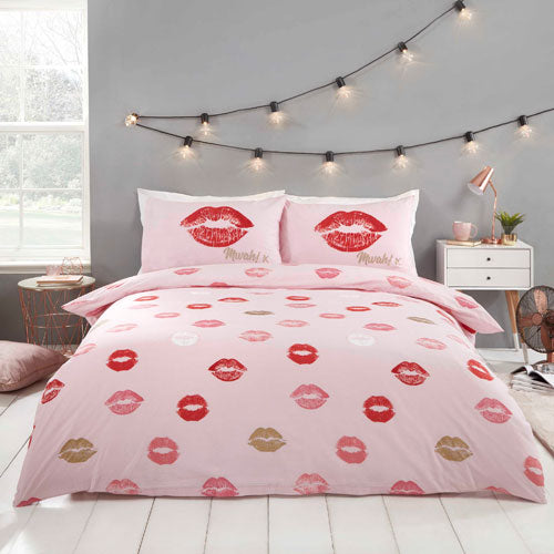 Lippy Lipstick Reversible Pink Duvet Cover Set