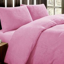 Super Soft Teddy Fleece Pink Duvet Cover Set