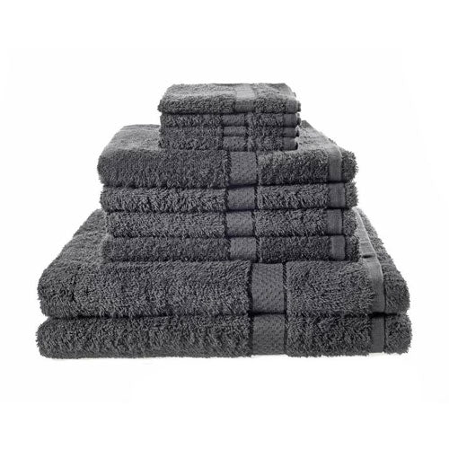 10 Piece Luxury Towel Bale Set With Ribbon Grey