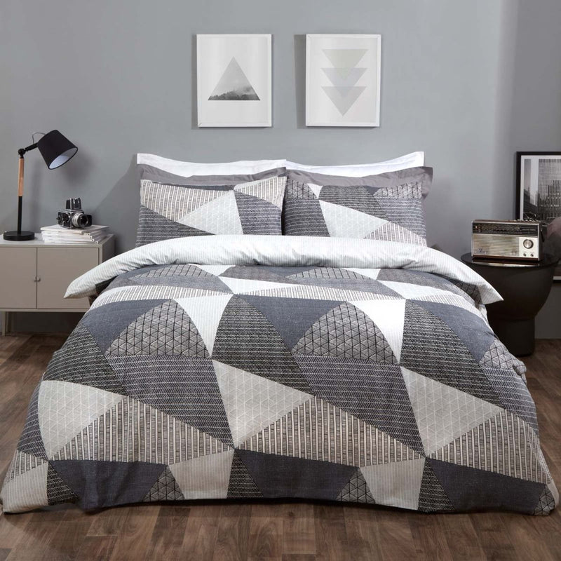 Textured Geometric Grey Duvet Set