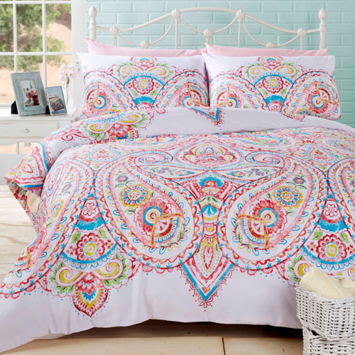 Paisley Print Design Pink Duvet Cover Set