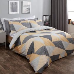 Textured Geometric Ochre Yellow Duvet Set