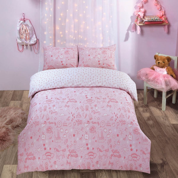 Children Little Princess Reversible Blush Pink Duvet Set