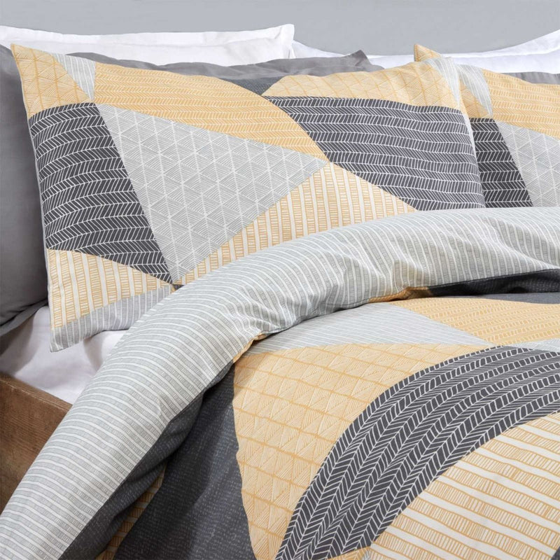 Textured Geometric Ochre Yellow Duvet Set