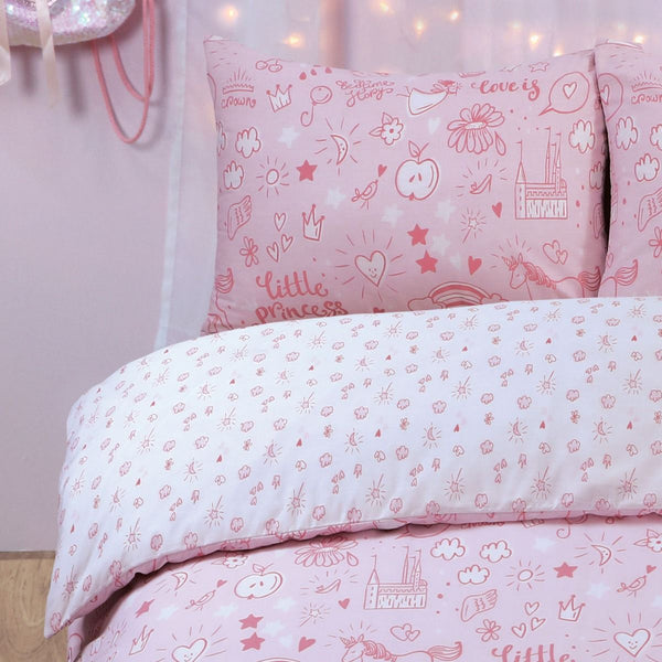 Children Little Princess Reversible Blush Pink Duvet Set