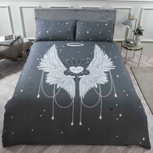 Angel Wing Panel Grey Duvet Cover Set