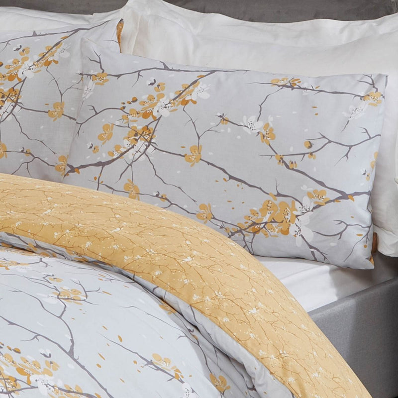 Dreamscene Spring Blossoms Ochre Duvet Cover Set