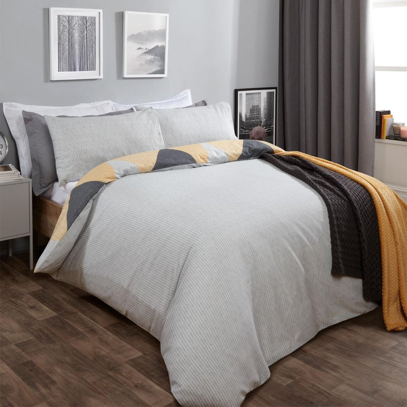 Textured Geometric Ochre Yellow Duvet Set