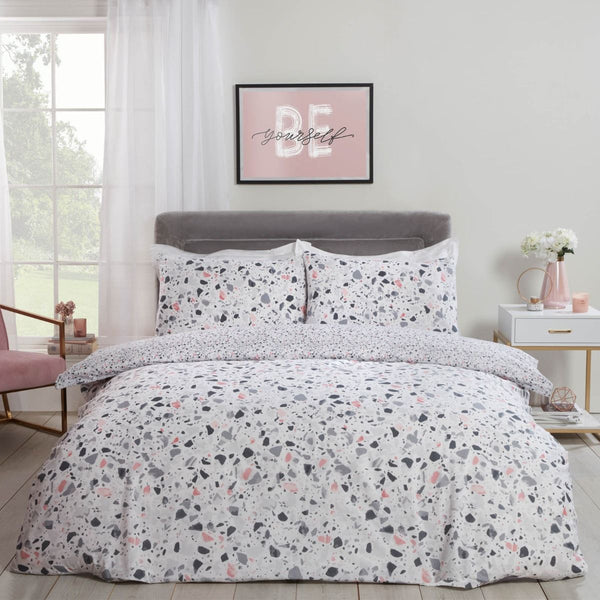 Terrazzo Geometric Blush Pink Duvet Set