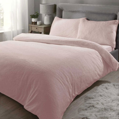 Luxury Super Soft Teddy Sherpa Blush Pink Duvet Cover Set