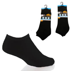 6 Pairs Mens Pro Hike Plain Black Trainer Socks Size 6-11