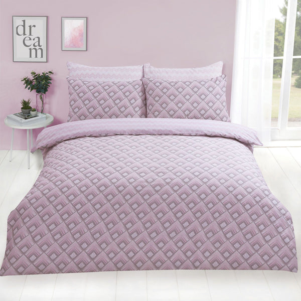 Warrior Geometric Blush Pink Duvet Set