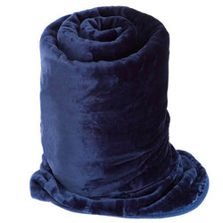 Faux Fur Mink Navy Blanket Throw