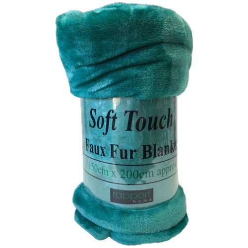 Faux Fur Mink Teal Blanket Throw