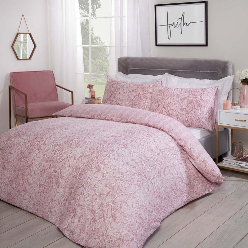 Snake Skin Design Print Blush Pink Duvet Set