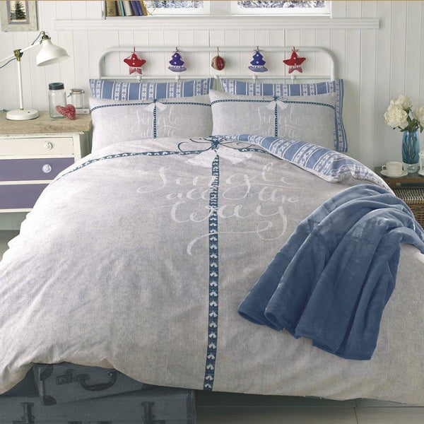 Jingle All The Way Christmas Blue Double Duvet Set