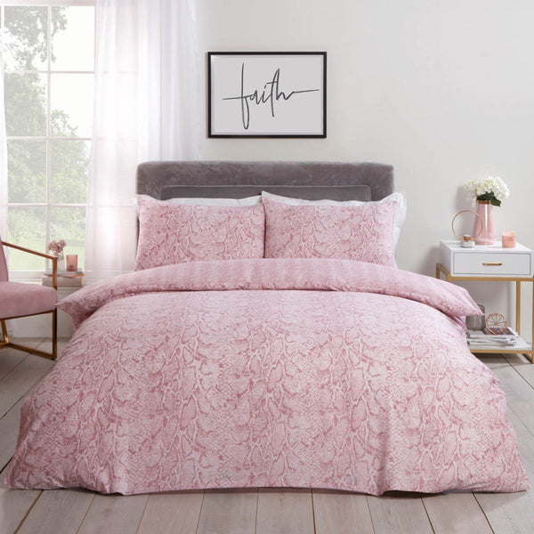 Snake Skin Design Print Blush Pink Duvet Set