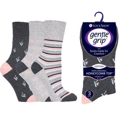 6 Pairs Ladies Gentle Grip Socks City Blush Size 4-8