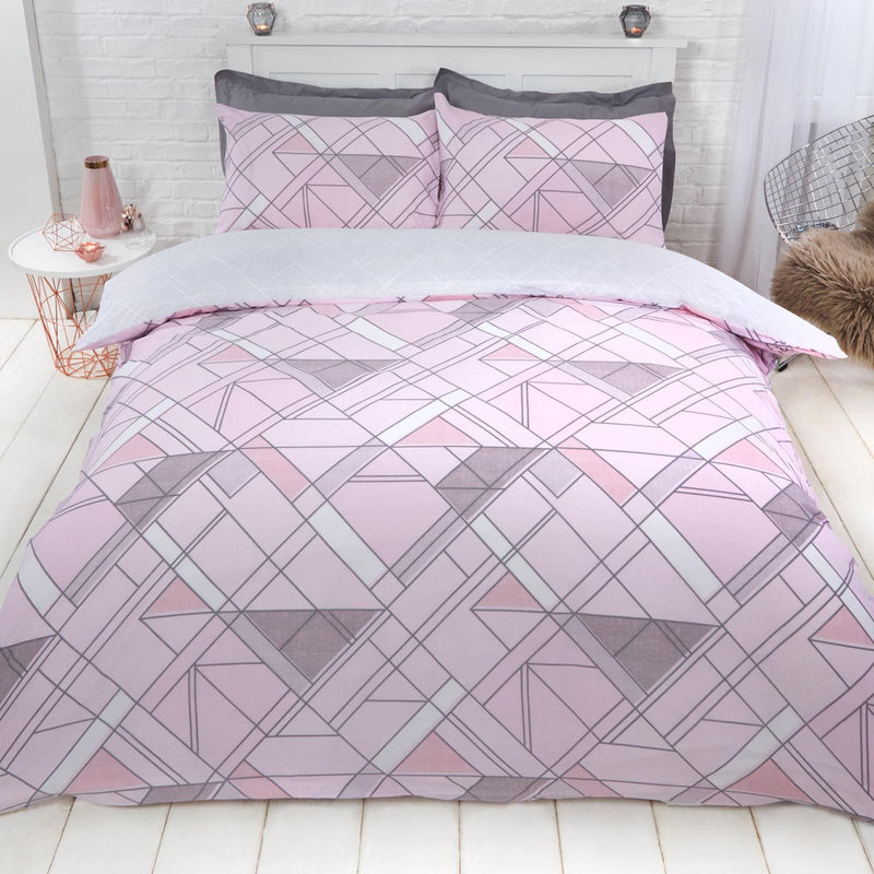 Abstract Lines Design Blush Pink Duvet Set