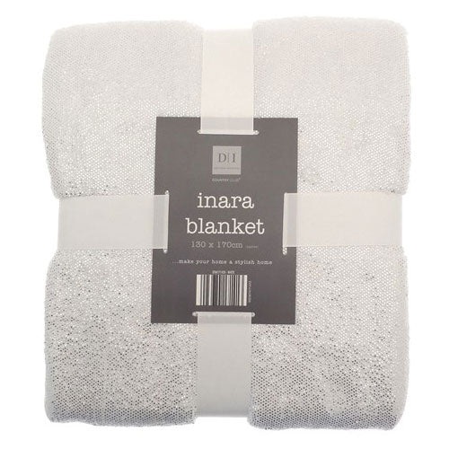 White Inara Glitter Design Blanket Throw