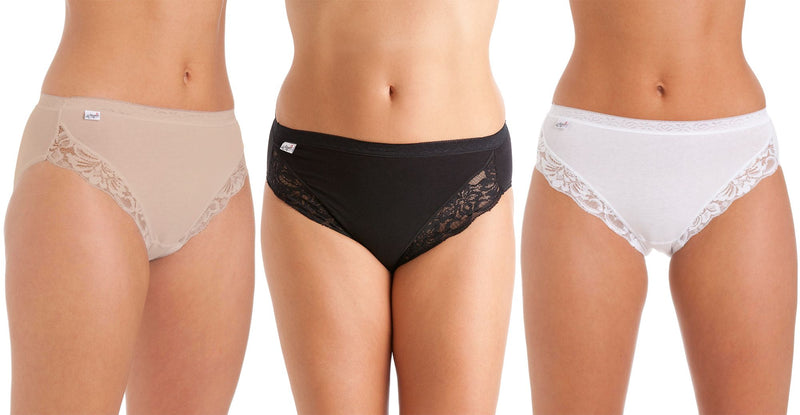 3 Pack La Marquise Ladies Maxi Briefs with Lace Size 10-18