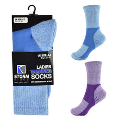 2 Pairs Ladies Trekking Socks Size 4-7